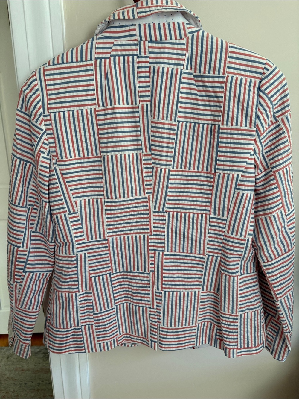 Talbots Orange and Gray Striped Patchwork Blazer - Picture 4 of 4
